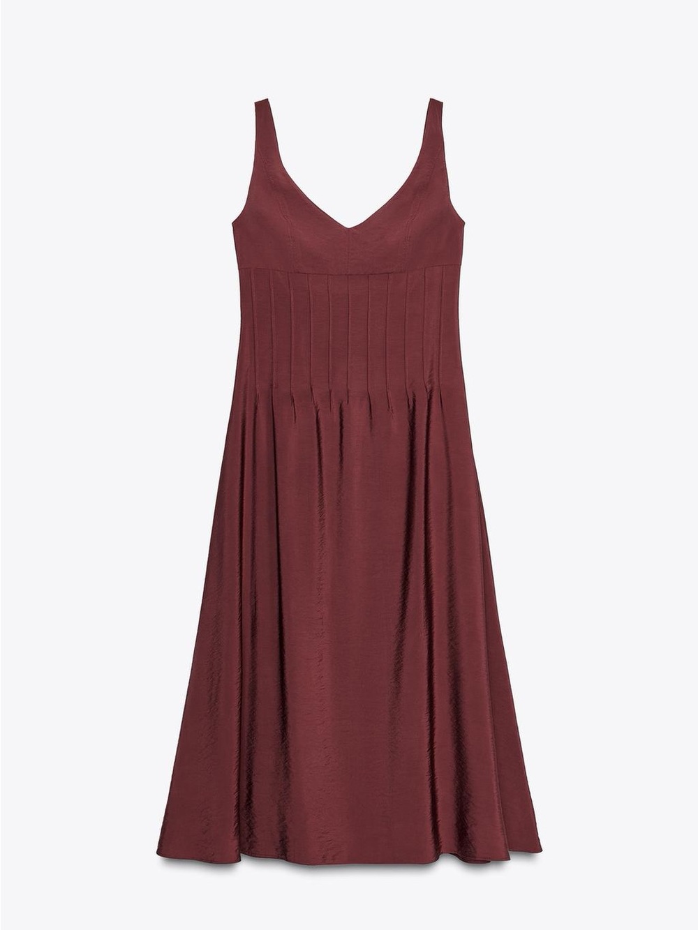 NWT. Zara Burgundy Viscose Blend Drawstring Midi Dress. Size M. - Picture 5 of 10